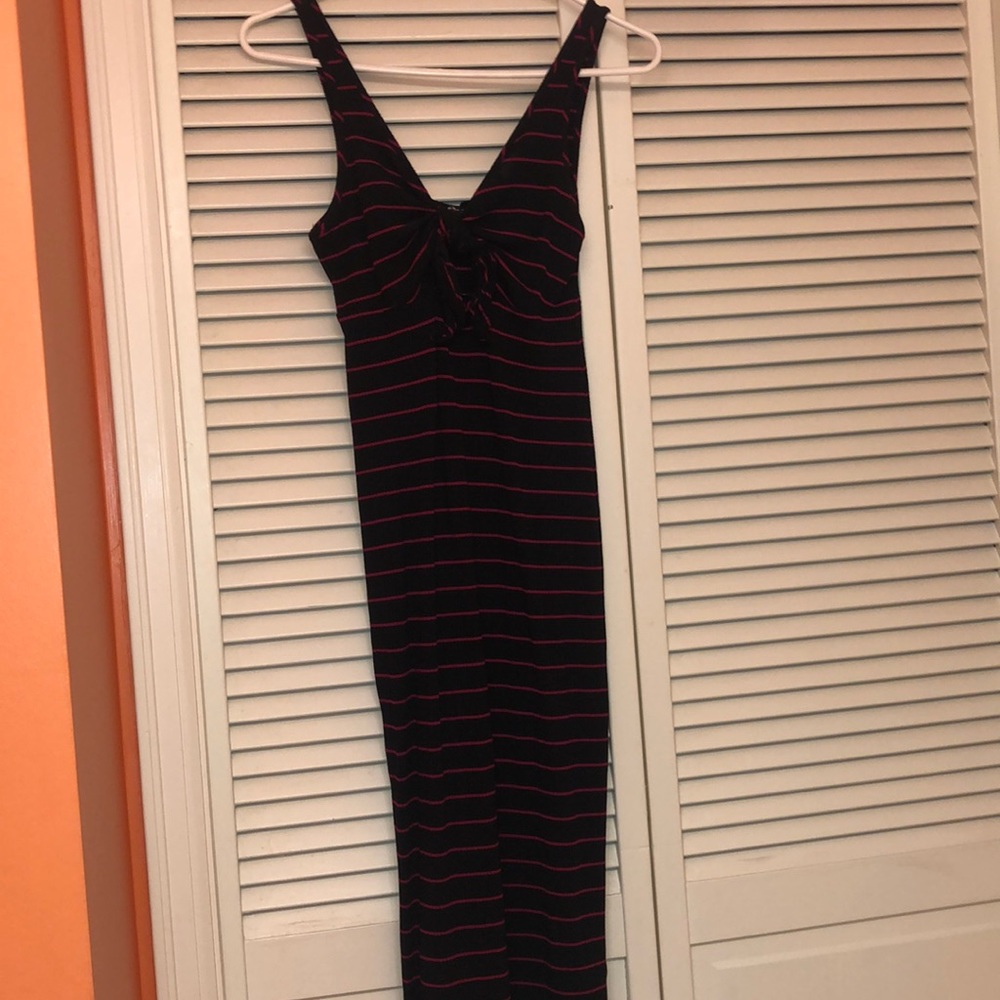Black maxi dress with red stripes